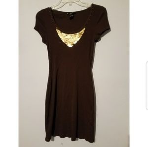 Chocolate & gold dress NWOT